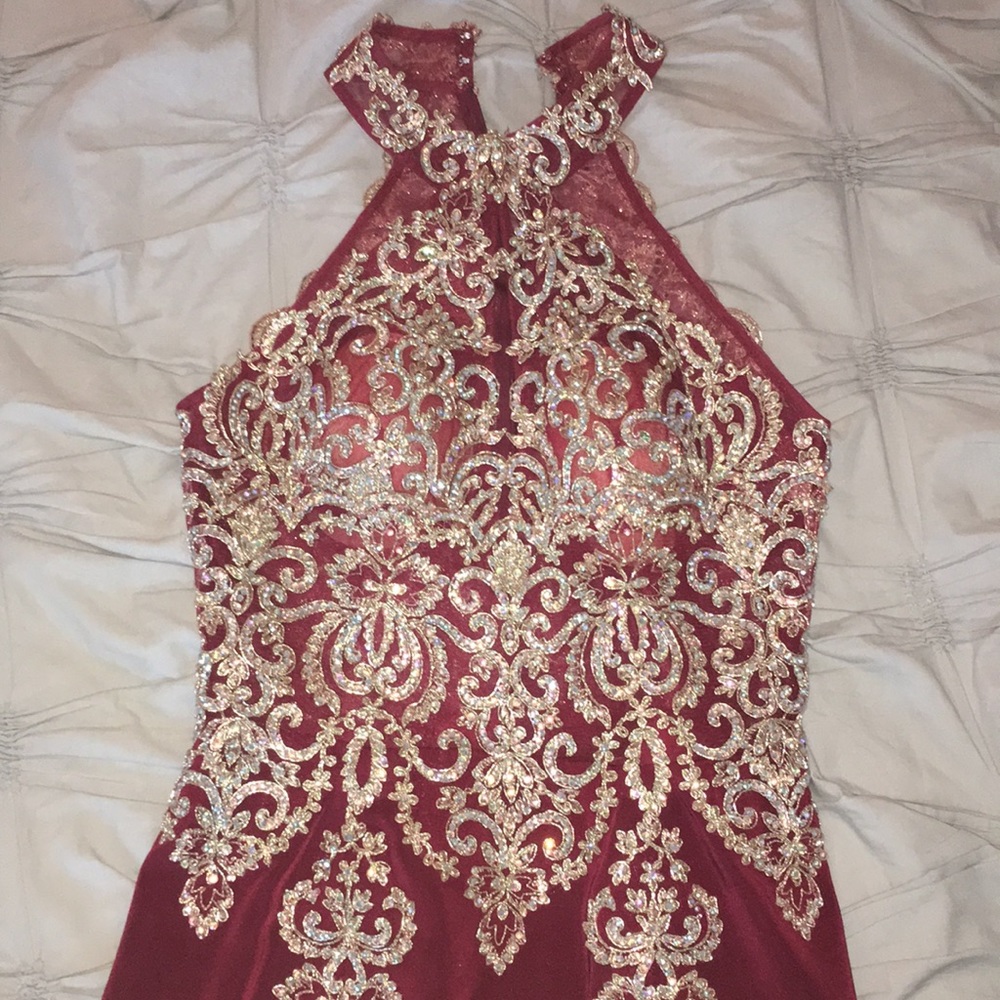 Jovani Halter Bejeweled Dress - Picture 3 of 6